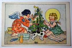 Antik Marie Fischerová képeslap Karácsony