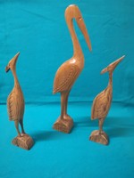 Retro carved wooden bird 3 pcs