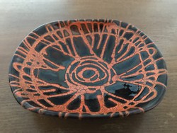 Retro drip glazed Hungarian ceramic wall plate centerpiece t-59