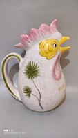 Ceramic rooster pouring jug large size marked italy