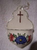 Holy water tank - colored painted faience, marked Austrian. Flawless. 14 X 9 x 5 cm