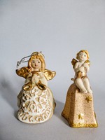 2 Pieces of Christmas bell, ceramic angel figure