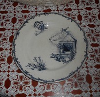Kerámia tányér pillangóval madarakkal LAPOS TÁNYÉR / antik francia