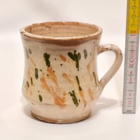 Folk, white glazed, splashed ceramic mug (2017)