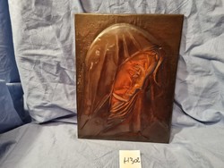 Copper embossed mural with madonna
