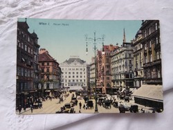 Antik osztrák városképes képeslap/üdvözlőlap Bécs Neuer Markt/Új Piac 1919