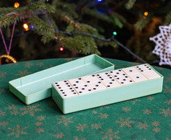 Retro Soviet domino in original box - mint green children's toy domino - souvenir