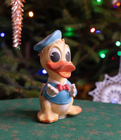 Jelzett Walt Disney Donald kacsa figura - retro sípoló gumijáték, felhúzós szerkezettel, gumifigura