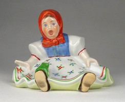 1G966 Antik Herendi porcelán ülő kislány békával 1943