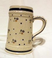 Polish floral polka dot ceramic jar boleslawiec