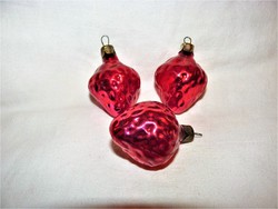 Old glass Christmas tree decorations - 3 strawberries!