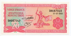 Burundi 20 Frank, 2003, UNC