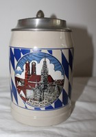 West German ceramic jug with tin lid