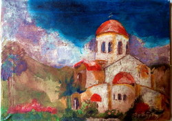 BALLA György (1947-) "Templom látképe" gyönyörű mesteri munka