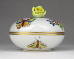 1G969 Virág mintás sárga rózsás Herendi porcelán bonbonier