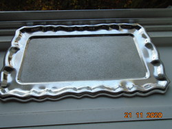 Mid century anodized aluminum tray with interesting matte tiny relief pattern