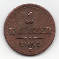 Austria 1 Austrian Kreuzer, 1851e, right verde