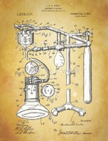 Régi orvosi altató berendezés 1919 antik műszerek, eszközök szabadalmi rajzai, aneszteziológia