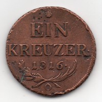 Ausztria 1 osztrák kreuzer, 1816O, jobb verde