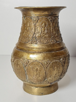 Antik keleti /tibeti bronz/réz?/váza budha motívumokkal