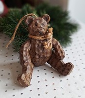 Vintage fa maci karácsonyfa dísz dekoráció 16cm