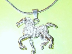 Swarovski crystal paripa horse white gold gold filled necklace