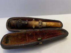 Cigaretta szipka Balti borostyánnal és rózsafával 1800-as évek