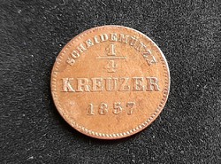 Germany, Schwarzburg-Rudolfstadt 1/4 penny 1857, vf.