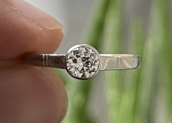 About 1 forint! Antique brilliant button ring in snow white 0.4 carat with good quality old polished stone! 1.8Gr