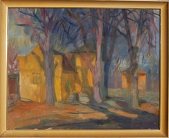 Göllner Miklós (1902-1977): Sárga ház (Szentendre), 1961 - olaj-vászon festmény, keretezve