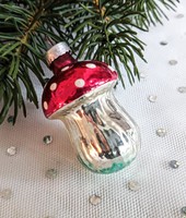 Régi üveg karácsonyfa dísz gomba 4.5cm
