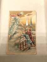 Karácsonyi képeslap ezüst nyomással 1923
