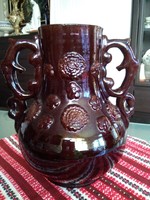Veres Lajos mezőtúri fazekasmester vázája, díszes fogóval a régi időkből!