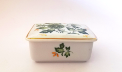 Hollóház porcelain erika patterned small jewelry box, bonbonier