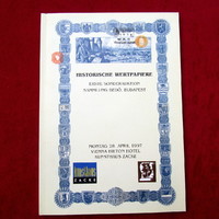 Historische wertpapiere - Budapest, Bedő first securities auction catalog - Vienna hilton hotel 1997