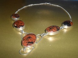 Mahogany obsidian mineral stone necklace