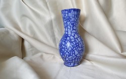 Cracked glazed blue vase