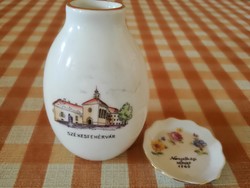 Aquincumi porcelán Székesfehérvár váza és tálka