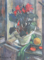 Albi Kövesi: bouquet of fruits with fruit (oil on canvas, marked, 56x45 cm) student of Aurel Bernáth