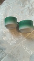 Pair of green ceramic craftsman cups