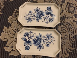Hollóháza blue floral porcelain bowl, ring holder, one minimally damaged