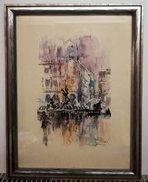 Rome - high quality, beautiful painting, (ink and watercolor, 30 x 40, beautiful frame))
