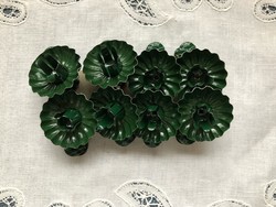 Zöld toboz karácsonyi csipeszes billenöfejes fém gyertyatartók- 8 db