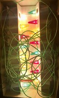 Régi retro , Karácsonyfa égősor , fényfüzér eredeti dobozában ,csipeszek rendben
