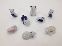 Mini porcelán figurák, állatok 8 db