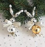 Gablonz glass Christmas tree ornament bunny 2pcs 9cm each