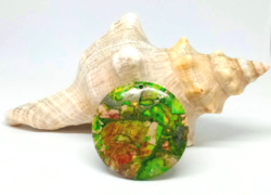 Green sea sedimentary jasper cabochon pendant with pearls