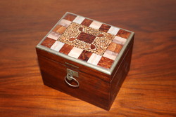 Wooden chest with pietra dura precious stone slab / circa 1910