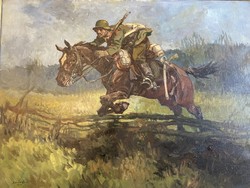War themed oil painting