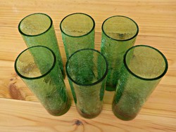 6 db. smaragdzöld nagyméretű karcagi fátyolüveg pohár